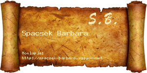 Spacsek Barbara névjegykártya